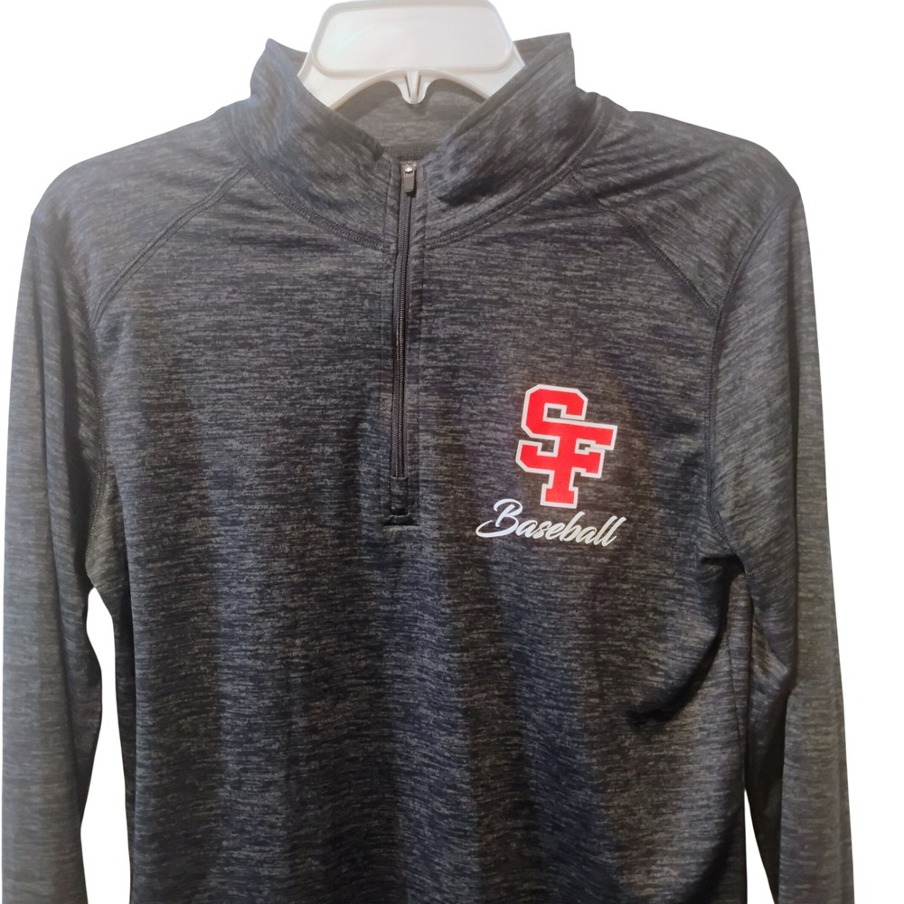 Badger Sport SF Baseball Quarter Zip Pullover Gray Space Dye Womens Medium